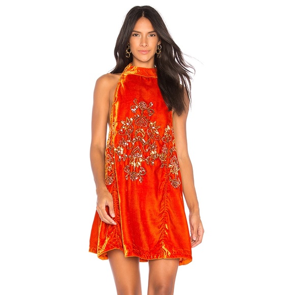 Free People Dresses & Skirts - Free People Orange Jill’s Sequin Swing Dress